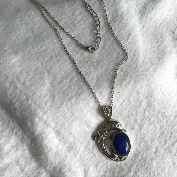 Lapis Lazuli Dolphin Pendant in Platinum Over Copper With Magnet - Picture 3 of 7